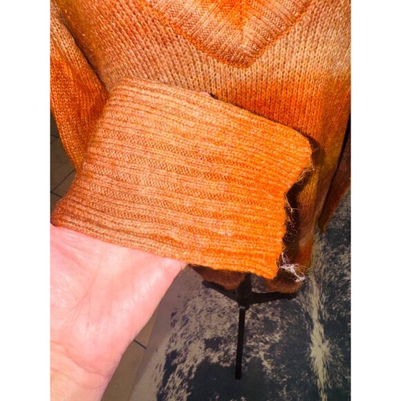 New A.n.a Womens V-Neck Soft Ombre Orange Brown Sweater M Retro Hippie Boho Y2K - Picture 9 of 10